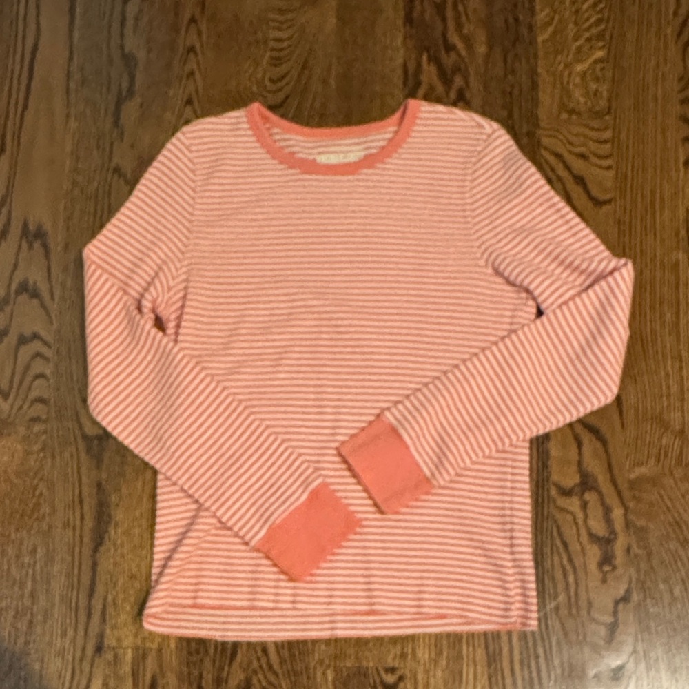 American Eagle Outfitters coral  Striped Long Sleeve waffle knit tee large